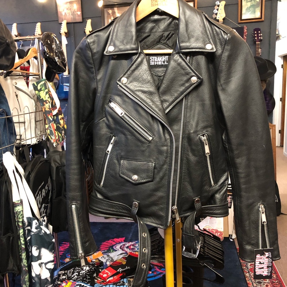 Straight To Hell Women's commando black Leather Jacket Small